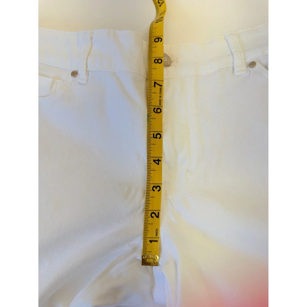 White House Black Market Skimmer White Cropped Denim Jeans Size 10 Mid Rise - Picture 7 of 11